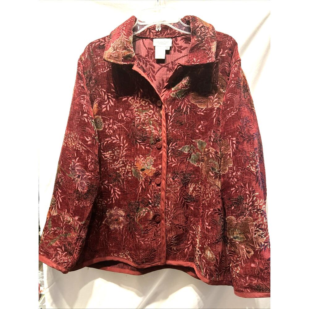Coldwater Creek Size 1x Brocade Jacket Floral Tapestry Boho Artsy Reversible
